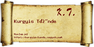 Kurgyis Tünde névjegykártya